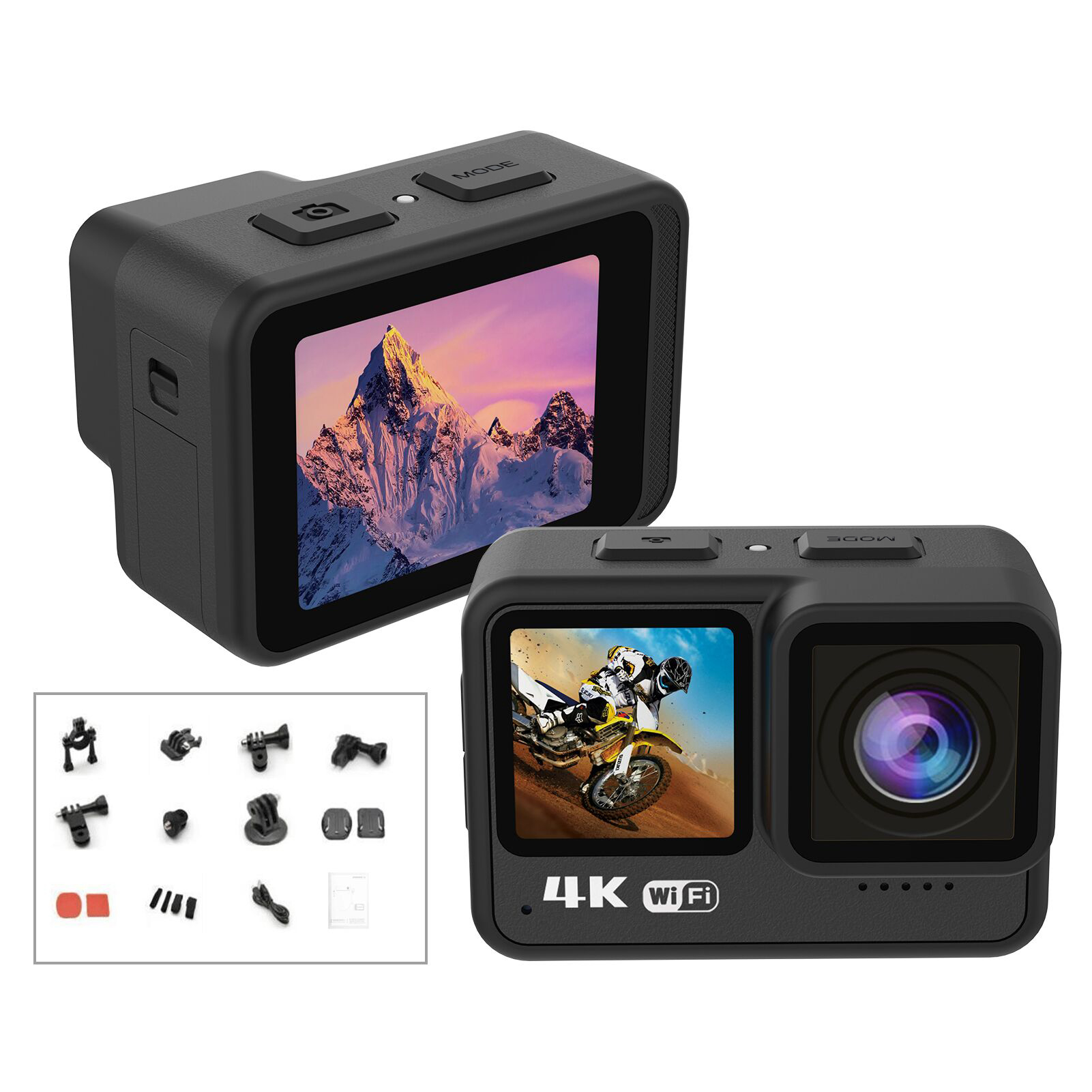 4K Dual Screen Action Camera B10 Body Waterproof 21M