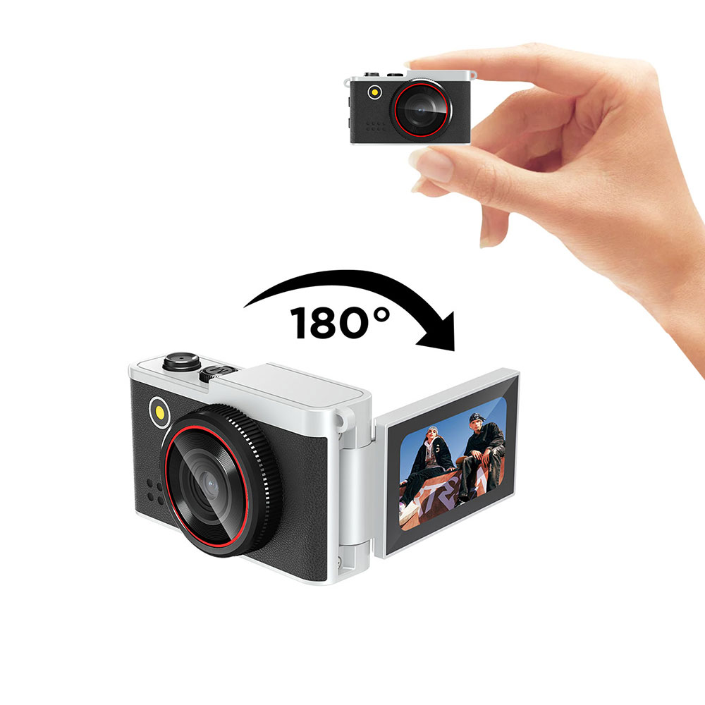 DC38S Mini Camera with Flip Screen 2K HD Video Recording Support MicroSD
